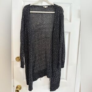 Eileen Fisher Black and Gray Open-Front Cardigan